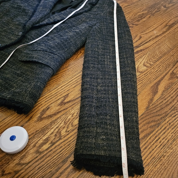 Banana Republic tweed blazer size 6 Petite Small patch pockets collared fringe - Picture 7 of 7